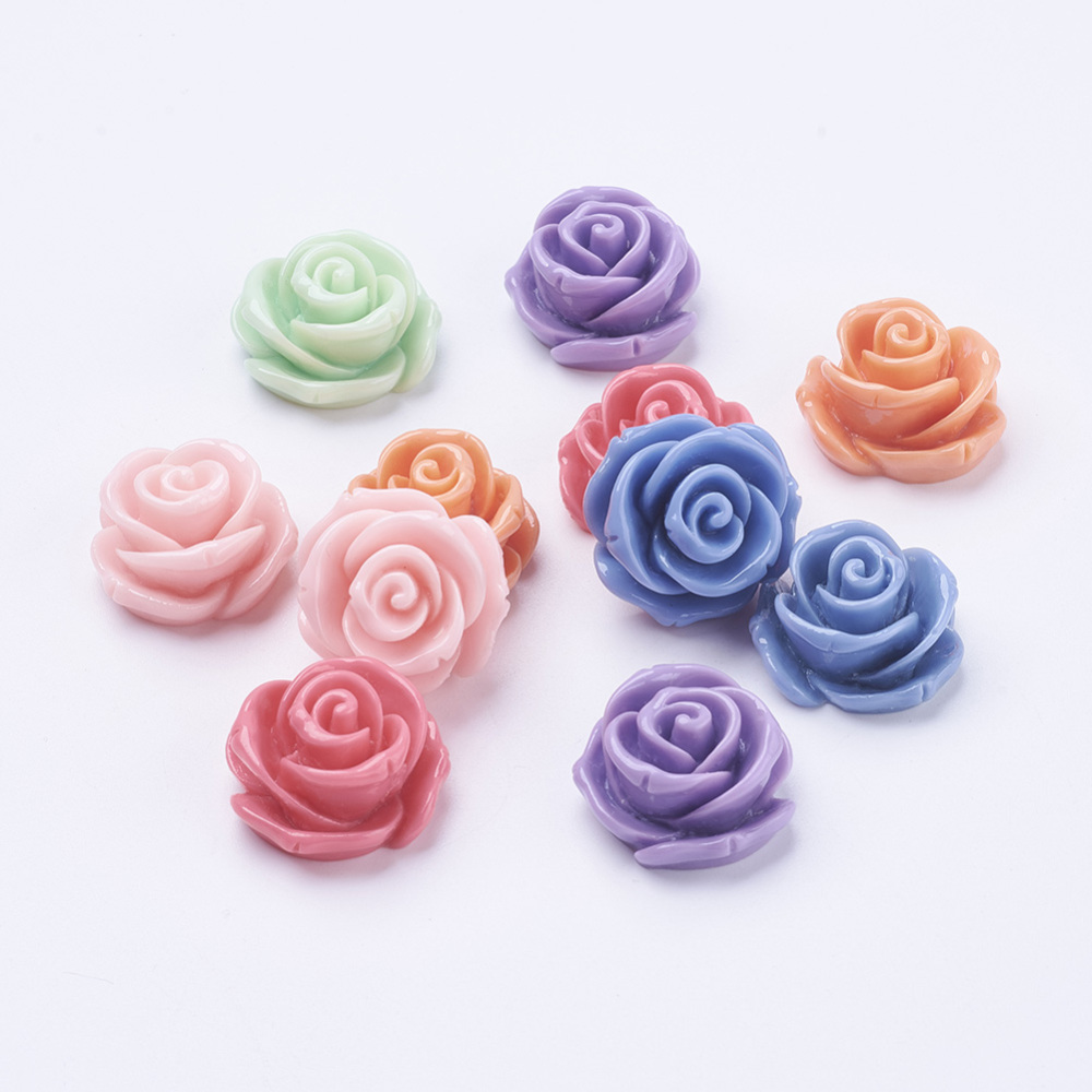 PandaHall Mixed Color Resin Flower Cabochons, 24x13mm Resin Flower Multicolor