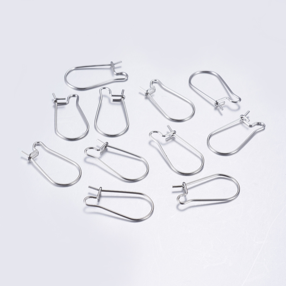 PandaHall 304 Stainless Steel Hoop Earrings, Stainless Steel Color, 20x10.5x2.5mm; Pin: 0.8mm Stainless Steel