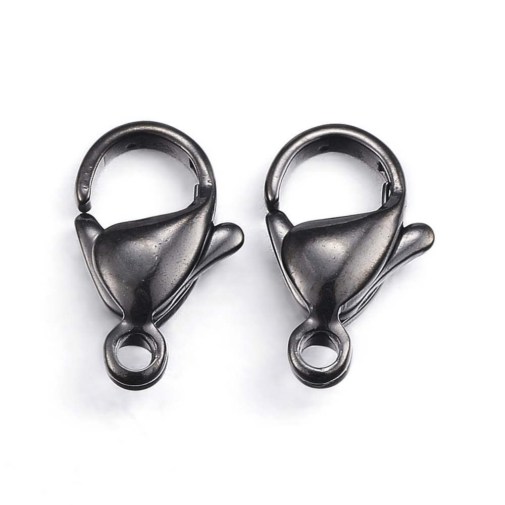 PandaHall 304 Stainless Steel Lobster Claw Clasps, Gunmetal, 12x7x3.5mm, Hole: 1.5mm Stainless Steel Others
