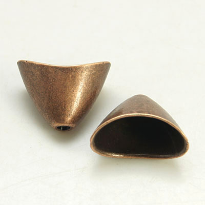 PandaHall Tibetan Silver Bead Caps, Lead Free & Nickel Free & Cadmium Free, Red Copper Color, about 20mm long, 13mm wide, hole: 1.5mm Alloy