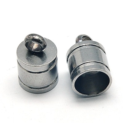 PandaHall 304 Stainless Steel Cord Ends, 11x7mm, Hole: 2mm; 6mm inner diameter Stainless Steel