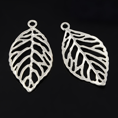 PandaHall Tibetan Style Pendants, Lead Free & Cadmium Free & Nickel Free, Leaf, Silver, about 50mm long, 26.5mm wide, 2.5mm thick, hole...