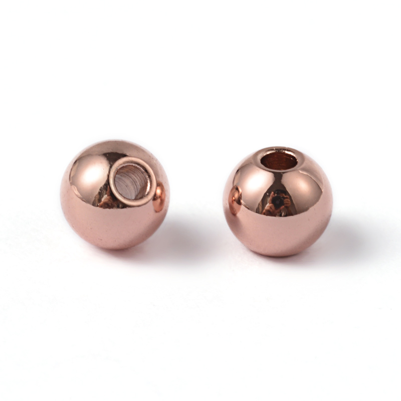 PandaHall Round 304 Stainless Steel Beads, Rose Gold, 5x4.5mm, Hole: 1.5mm Stainless Steel Round