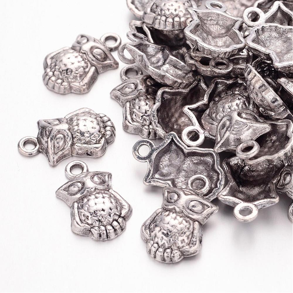 PandaHall Tibetan Silver Pendants, Lead Free, Cadmium Free and Nickel Free, Halloween, Owl, Antique Silver, about 20.5mm long, 13mm wide...