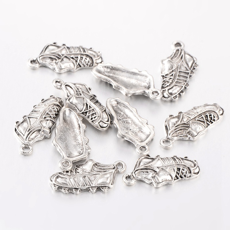 PandaHall Alloy Pendants, Lead Free and Cadmium Free, Shoes, Antique Silver, 24x12x3.5mm, Lead Free Alloy Shoes