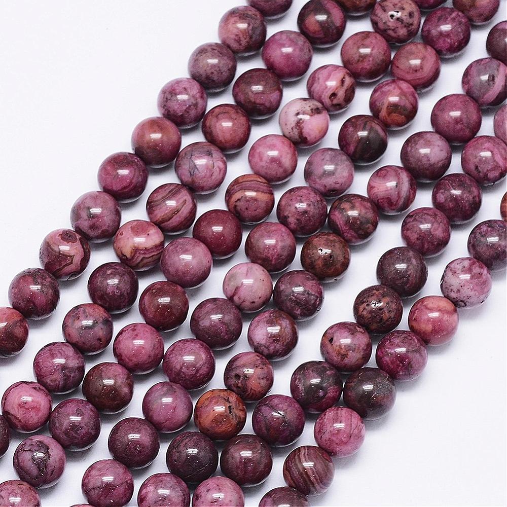 PandaHall Dyed Natural Crazy Agate Bead Strands, Round , 8mm, Hole: 1mm; about 49pcs/strand, 15.35" Crazy Agate Round Purple