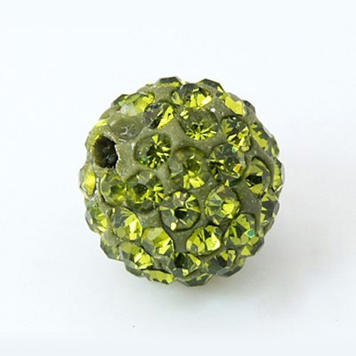 PandaHall Grade A Round Olivine Pave Disco Ball Beads, Polymer Clay Rhinestone Beads, 10mm, Hole: 1.2~1.7mm Polymer Clay+Glass Rhinestone...