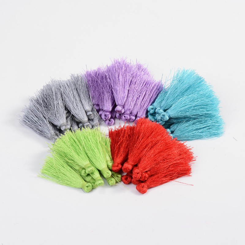 PandaHall Polyester Tassel Pendant Decorations, Mixed Color, 37~43x5mm; about 200pcs/bag Polyester Multicolor