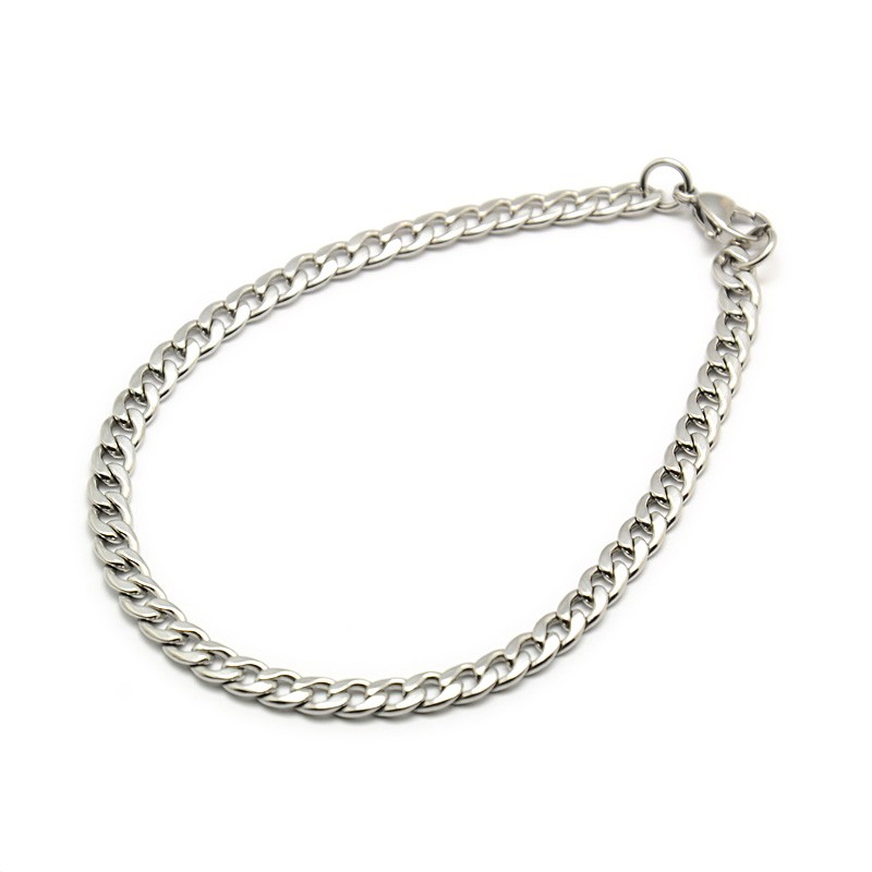 PandaHall 304 Stainless Steel Curb Chain/Twisted Chain Bracelet Makings, with Lobster Claw Clasps, Stainless Steel Color, 8-1/4"(210mm); 5mm...