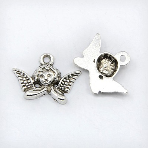 PandaHall Tibetan Style Alloy Pendants, Angel, Lead Free and Cadmium Free, Antique Silver, about 20mm long, 15mm wide, 3mm thick, hole: 2mm...