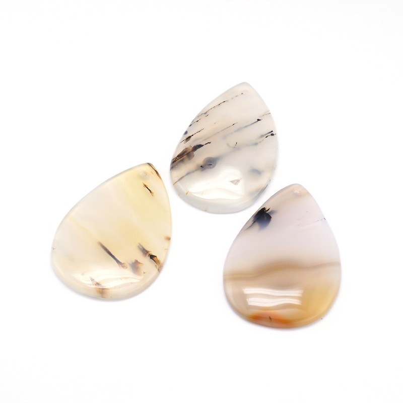 PandaHall Natural Flower Agate Big Pendants, Drop, 46~55x31~38x6~7mm, Hole: 2mm Flower Agate Drop