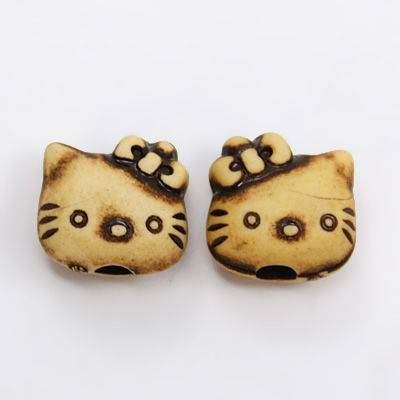 PandaHall Imitation Wood Acrylic, Cat, Peru, 11x11x7mm, Hole: 2mm Acrylic Cat Brown