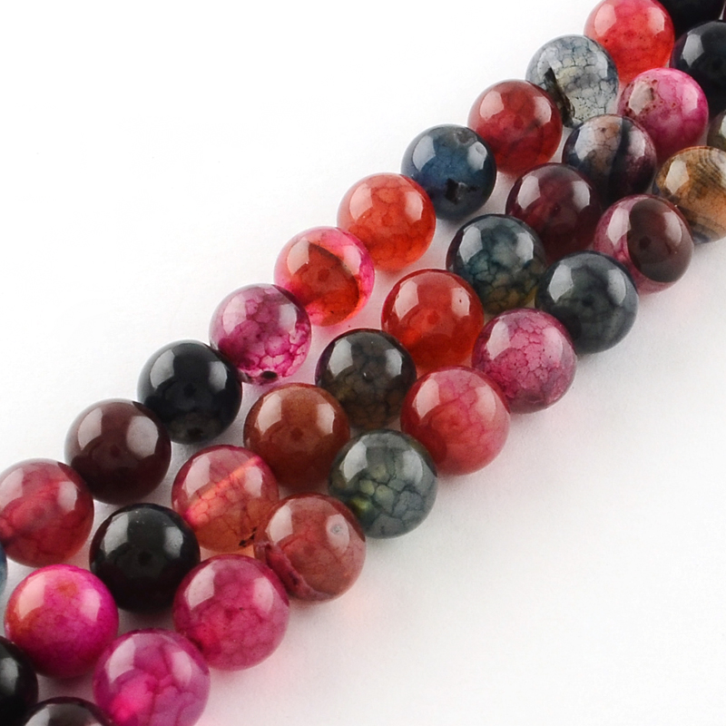 PandaHall Dyed Natural Agate Round Bead Strands, 8mm, Hole: 1mm; about 48pcs/strand, 14.9" Natural Agate Round