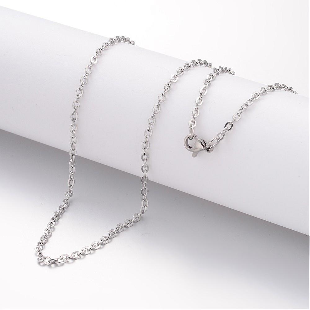 PandaHall 304 Stainless Steel Necklace Making, Cable Chains, with Lobster Clasps, Stainless Steel Color, 23.6"(600mm); 2.3mm Stainless Steel