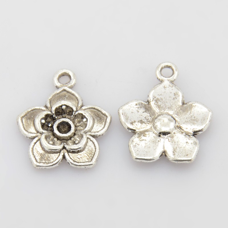 PandaHall Tibetan Style Alloy Flower Pendant Rhinestone Settings, Antique Silver, Lead Free and Cadmium Free, 20x17x3mm, Hole: 2mm Alloy...