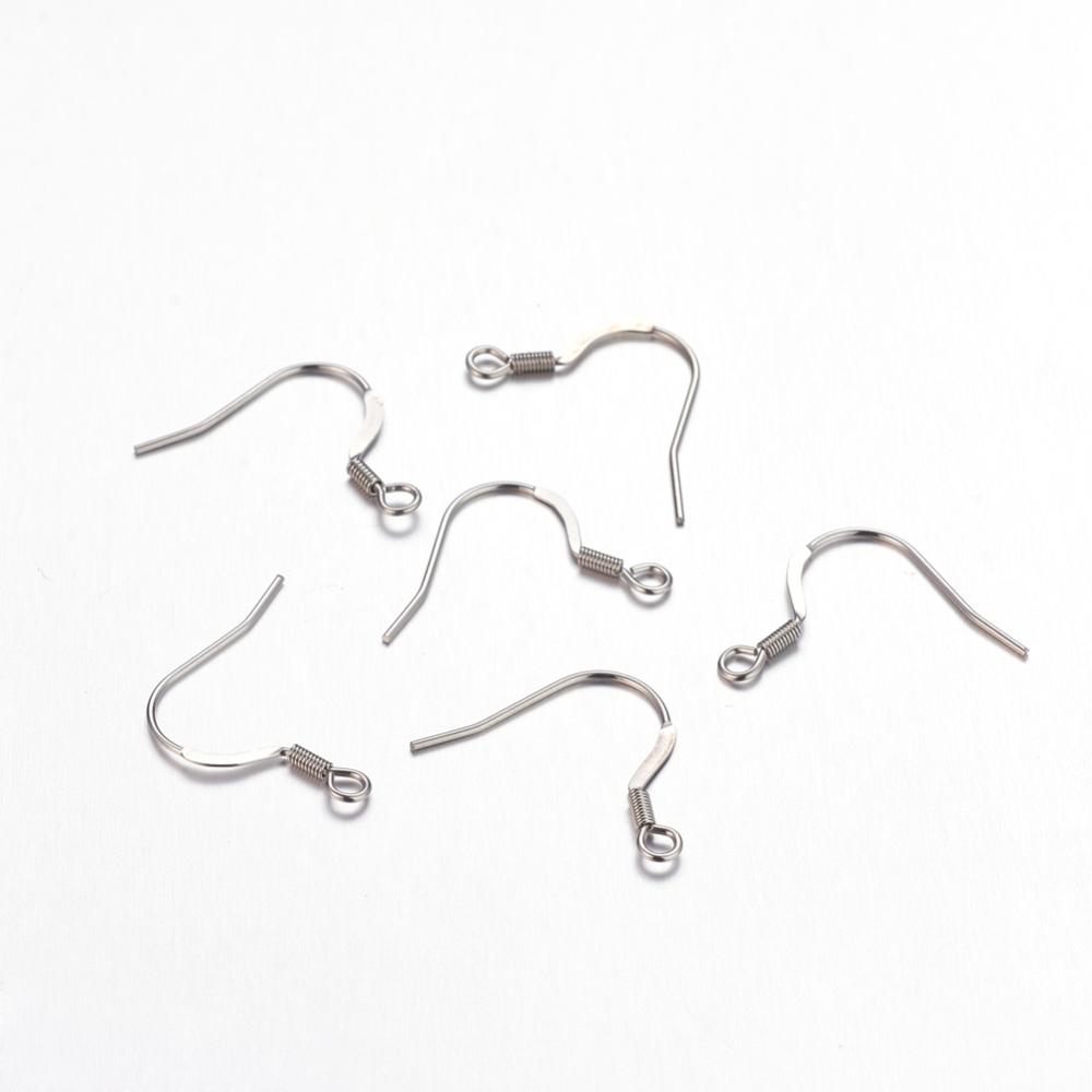 PandaHall Stainless Steel Earring Hooks, Steel 316, Size: about 17mm wide, 18mm long, 1.8mm thick, hole: 2mm Stainless Steel