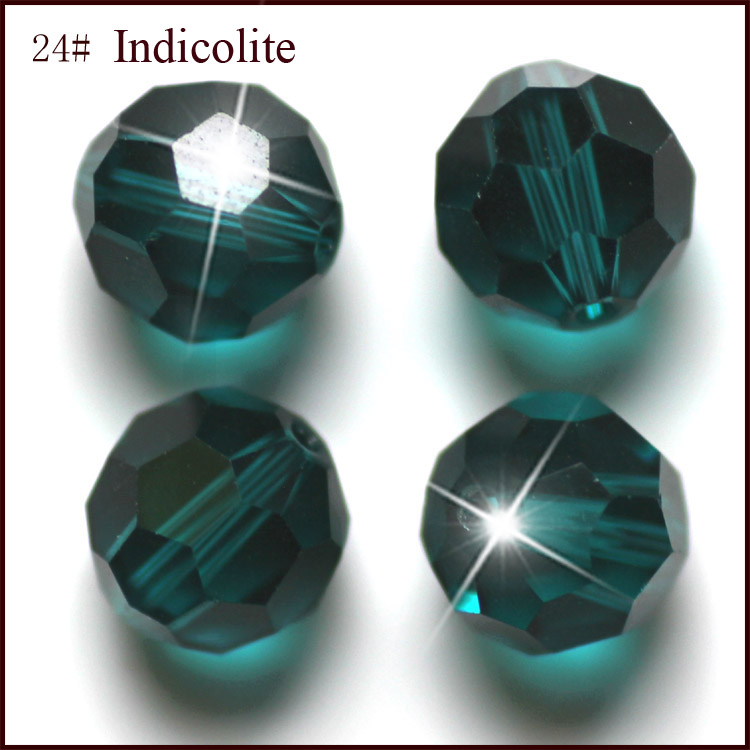 PandaHall Imitation Austrian Crystal Beads, Grade AAA, Faceted, Round, Teal, 4mm, Hole: 1mm Glass Round Cyan