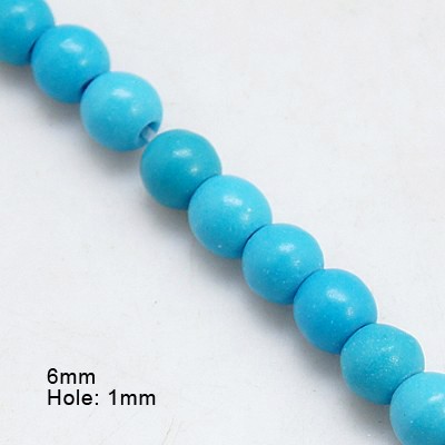 PandaHall Synthetic Turquoise Beads Strands, Round, Dyed ,DarkTurquoise, 6mm, Hole: 1mm Synthetic Turquoise Round Cyan