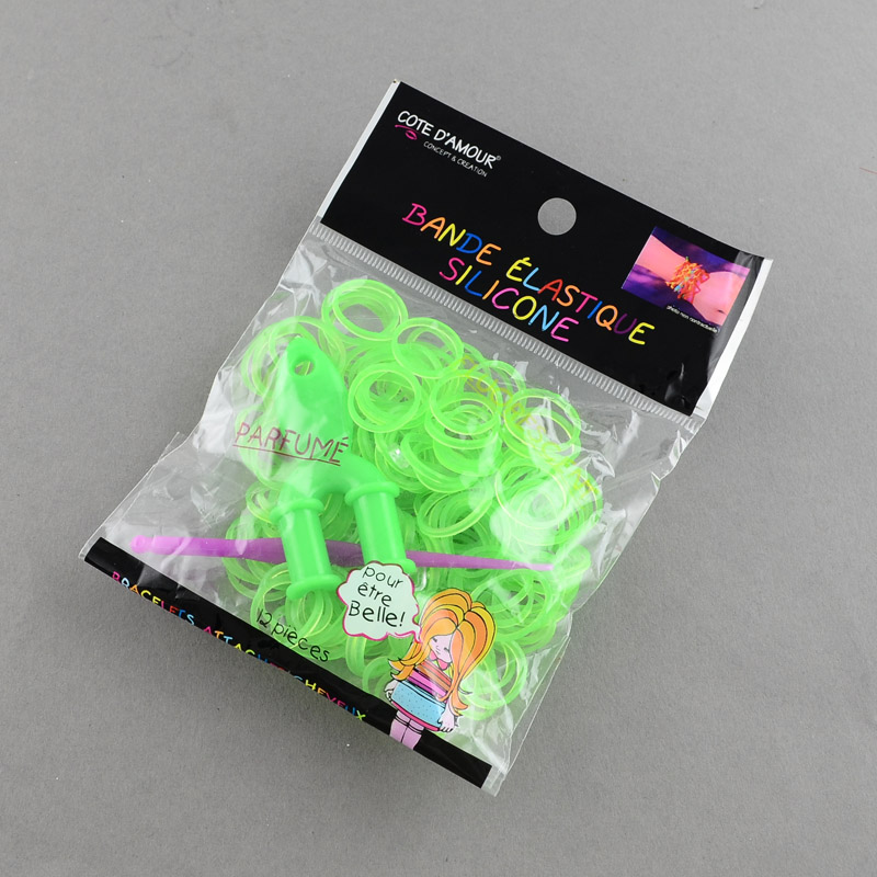 PandaHall Order Luck Bag for Order Weight is 9500g~10000g, Neon Rubber Loom Bands Accessories, Lime, 110x90x13mm Rubber Green