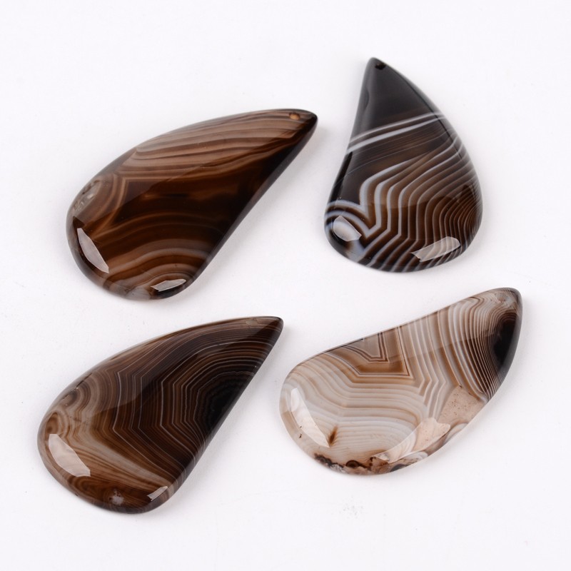 PandaHall Drop Natural Agate Pendants, 42~46x22~23x5mm, Hole: 1mm Natural Agate Drop