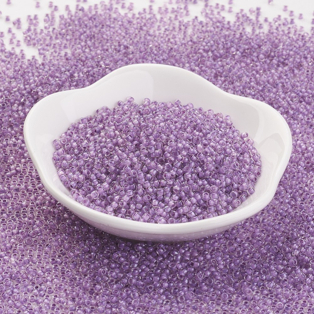 PandaHall TOHO&reg Japan Import Glass Round Seed Beads, 11/0 Inside Colours, Orchid, 2x1.5mm, Hole: 0.5mm; about 900pcs/10g Glass Purple