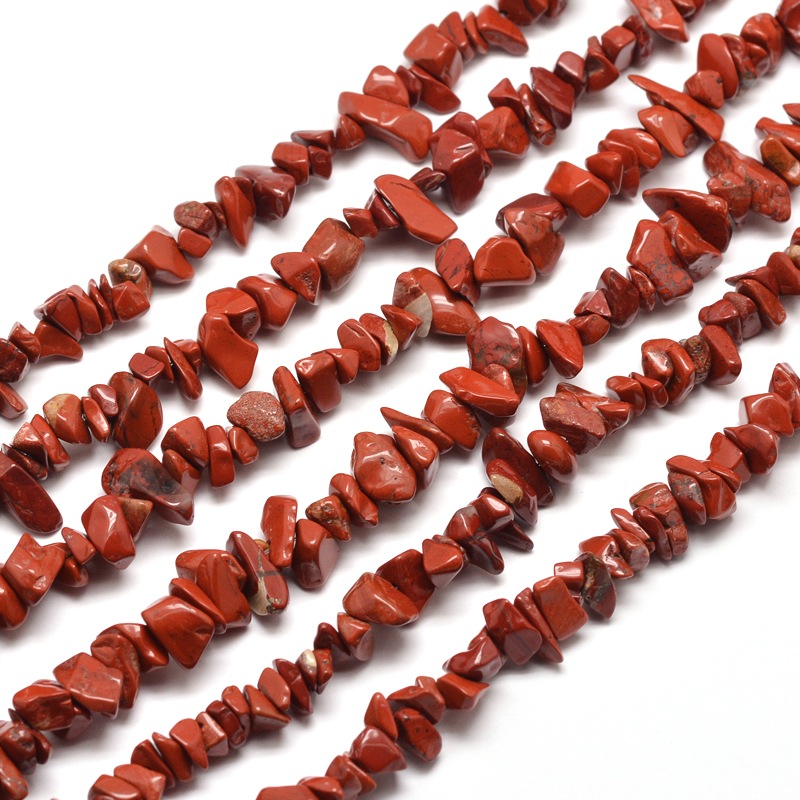 PandaHall Natural Red Jasper Chip Bead Strands, 5~8x5~8mm, Hole: 1mm; about 31.5" Red Jasper Chip