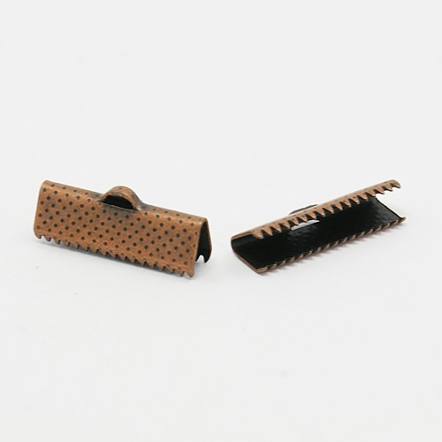 PandaHall Iron Ribbon End Clamp, Red Copper, 20x8x5mm, Hole: 2mm Iron