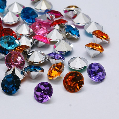 PandaHall Imitation Taiwan Acrylic Rhinestone Pointed Back Cabochons, Faceted, Diamond, Mixed Color, 12x7.5mm; about 500pcs/bag Acrylic...