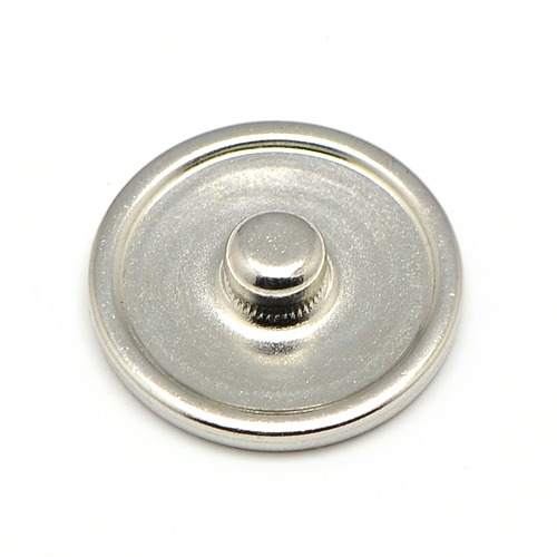 PandaHall Brass Snap Button Cabochon Settings, Flat Round, Lead Free & Nickel Free & Cadmium Free, Platinum, Tray: 16mm; 18x5.5mm, Knob...