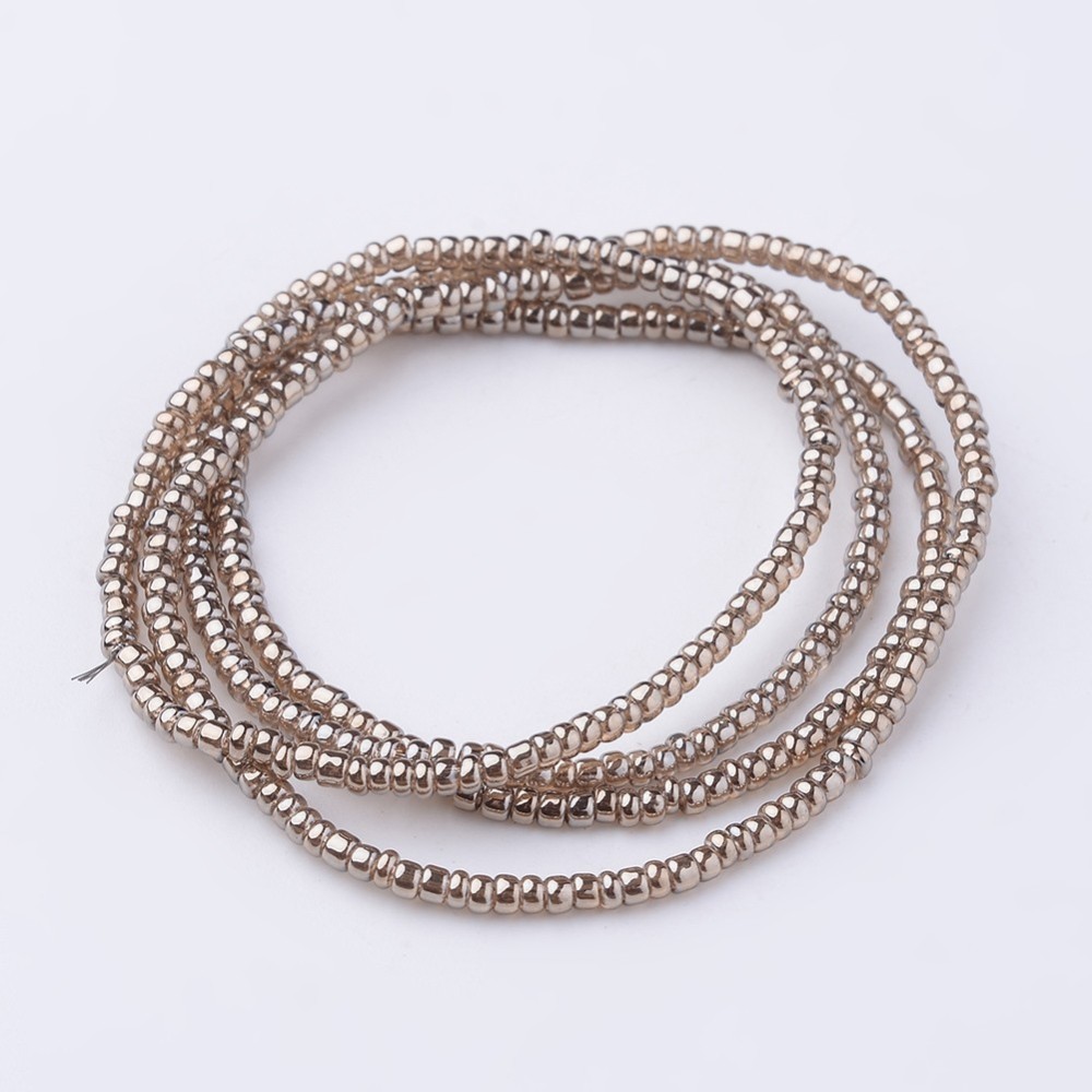 PandaHall Electroplate Glass Beads Strands, Rondelle, Tan, 2x1mm, Hole: 0.5mm; about 480pcs/strand, 18.8" Glass Rondelle Orange