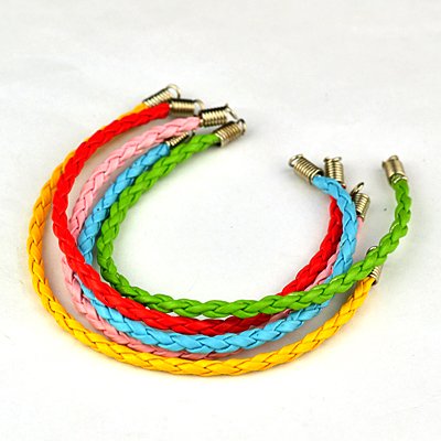 PandaHall Braided PU Leather Cord Bracelet Makings, with Iron Cord Tips, Nice for DIY Jewelry Making, Mixed Color, 165x3mm Imitation Leather...