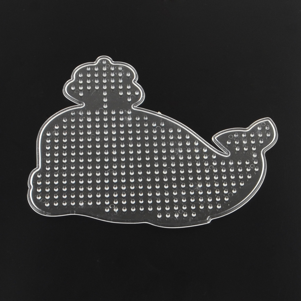 PandaHall ABC Plastic Pegboards used for 5x5mm DIY Fuse Beads, Whale Shape, Clear, 125x148x5mm Plastic Fish Clear
