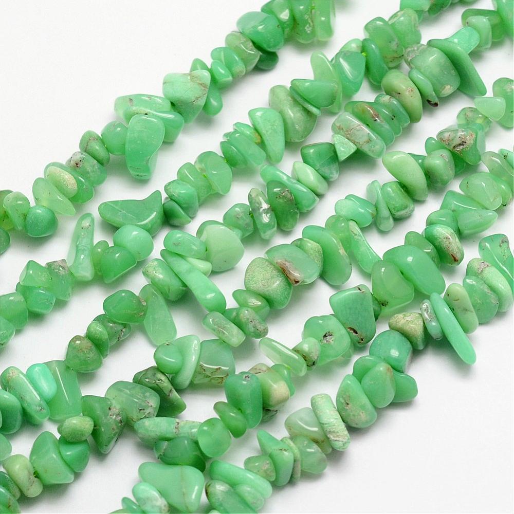 PandaHall Natural Australia Jade/Chrysoprase Bead Strands, Chips, 4~12x4~12mm, Hole: 1mm; about 15.74" Australia Jade Chip