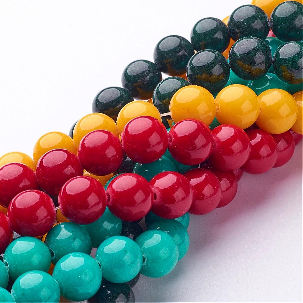 PandaHall Natural Mashan Jade Round Beads Strands, Dyed, Mixed Color, 10mm, Hole: 1mm; about 41pcs/strand, 15.7" Mashan Jade Round...