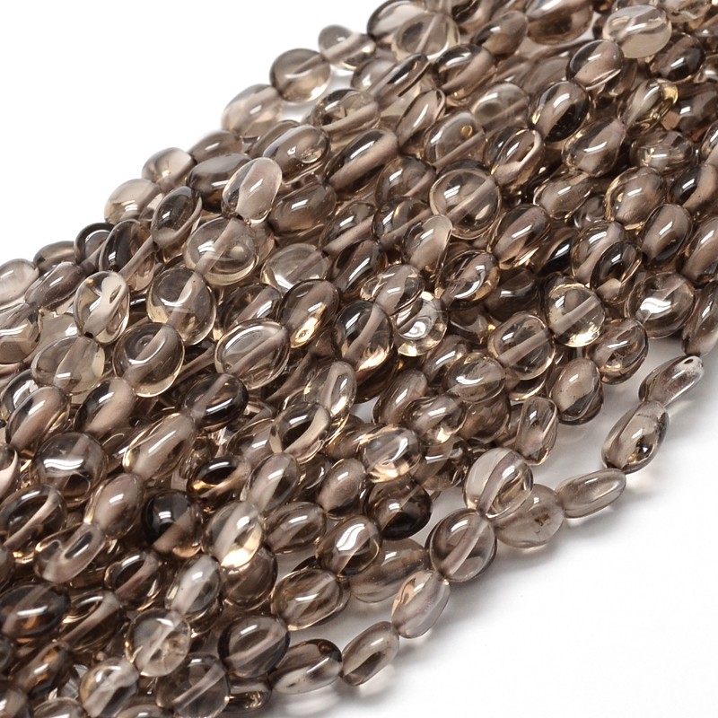 PandaHall Natural Gemstone Nuggets Beads Strands, 5~10x6~7x3~7mm, hole: 1mm; about 14.9"~15.7" Smoky Quartz Nuggets
