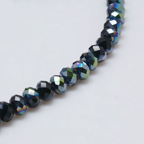 PandaHall Electroplate Glass Bead Strands, Half Plated, Faceted, Rondelle, Black, 3x2mm, Hole: 0.5mm; about 147pcs/strand, 13" Glass...