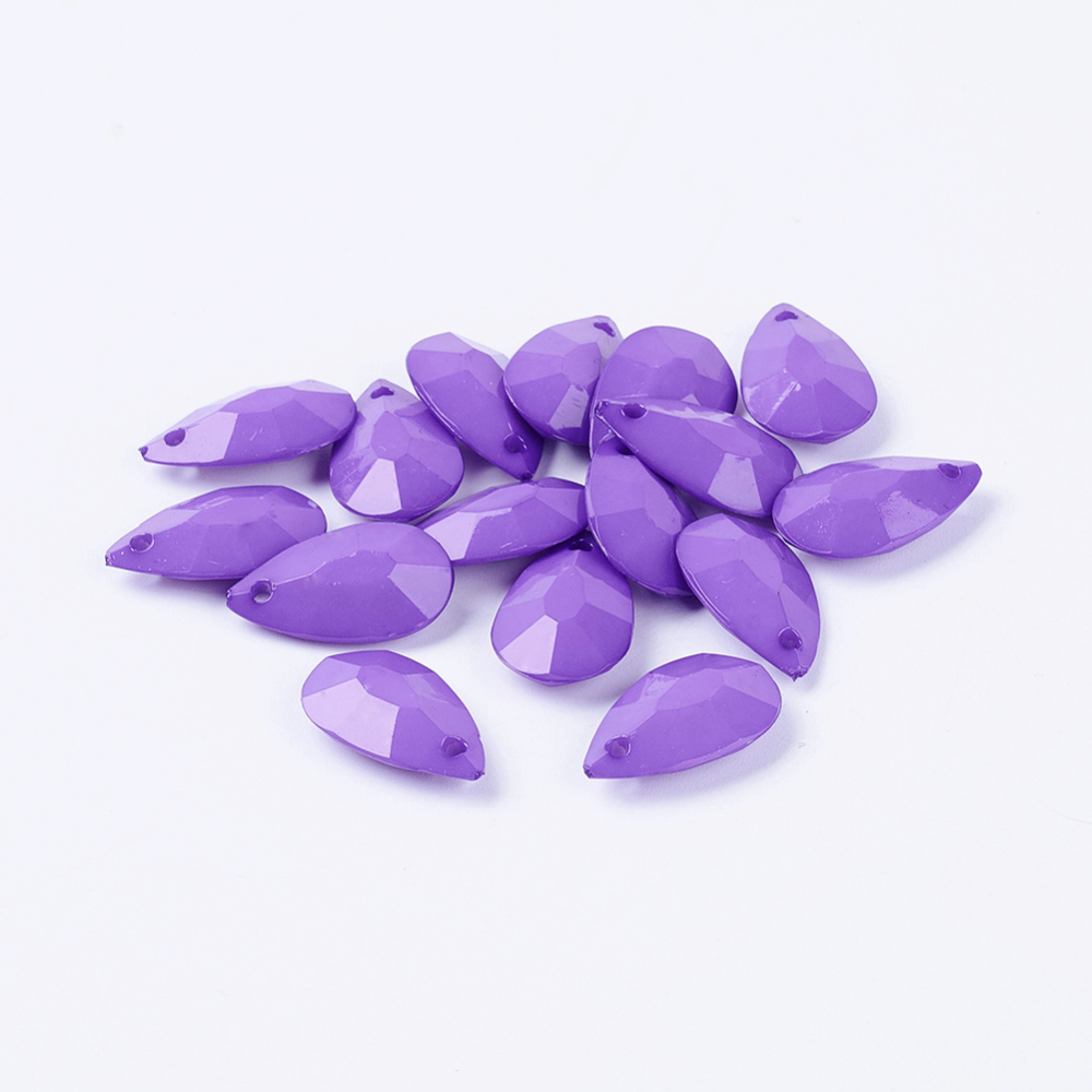 PandaHall Opaque Acrylic Pendants, Faceted, Drop, BlueViolet, 20x12x5mm, Hole: 2mm Acrylic Drop Purple