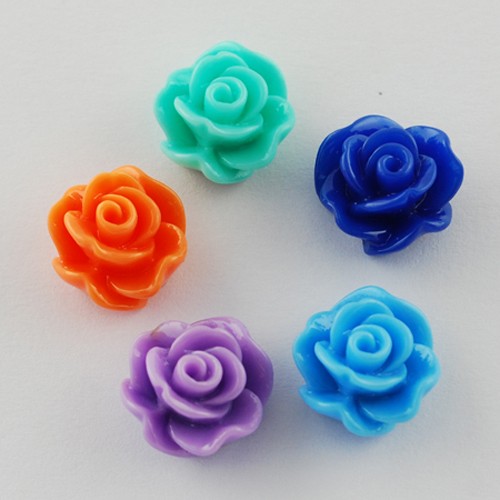 PandaHall Mixed Resin Flower Cabochons, 14x13x10mm Resin Flower Multicolor