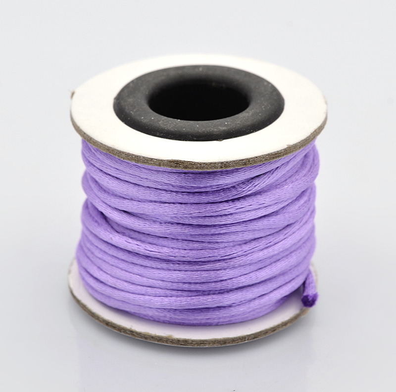 PandaHall Macrame Rattail Chinese Knot Making Cords Round Nylon Braided String Threads, MediumPurple, 2mm; about 10m/roll Nylon Purple