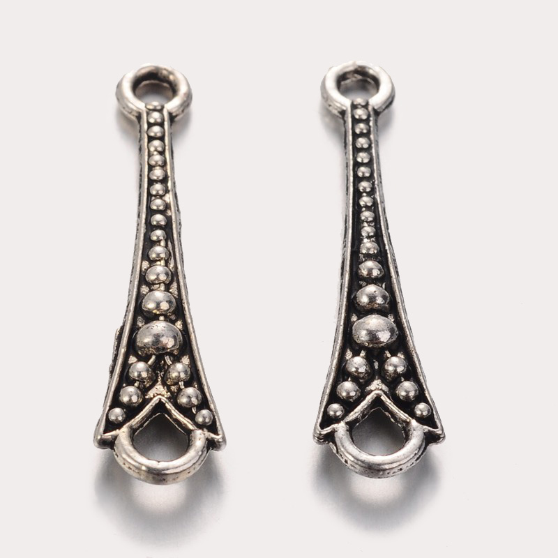 PandaHall Alloy Bar Links, Lead Free and Cadmium Free, Antique Silver, 26x7x2mm, Hole: 2mm Alloy Others