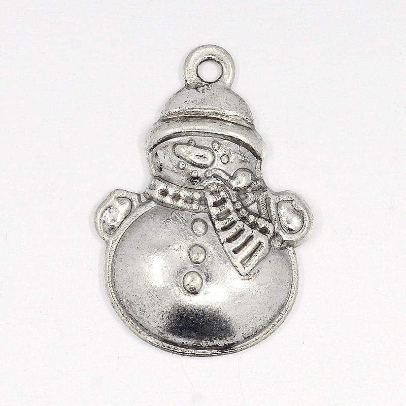 PandaHall Lovely Snowman Alloy Charms, for Christmas's Day Jewelry Making, Lead Free and Cadmium Free, Antique Silver, about 17mm wide, 25mm...