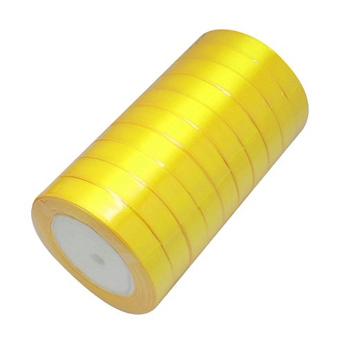 PandaHall Satin Ribbon for Wedding Decoration, Yellow, about 3/4"(20mm) wide, 25yards/roll(22.86m/roll) Polyester Yellow