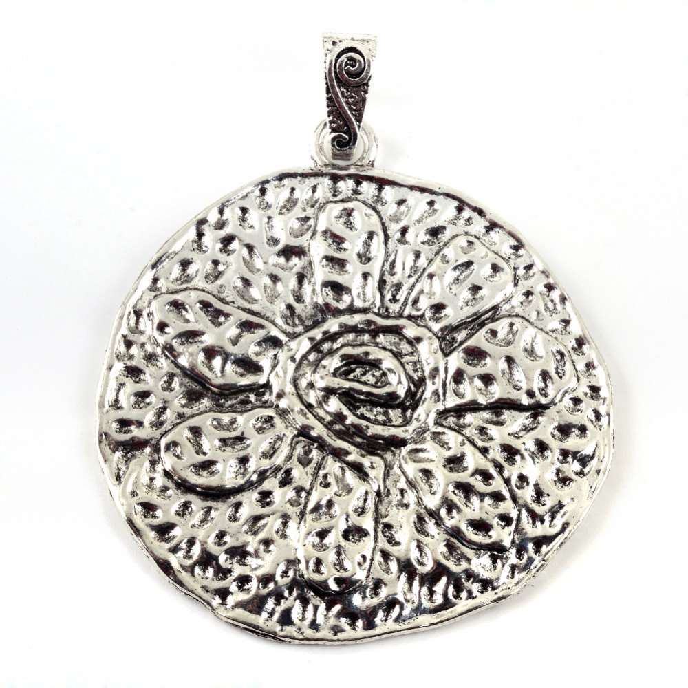 PandaHall Tibetan Style Alloy Big Pendants, Flat Round, Cadmium Free & Nickel Free & Lead Free, Antique Silver, 69x65.5x3mm, Hole: 5.5mm...