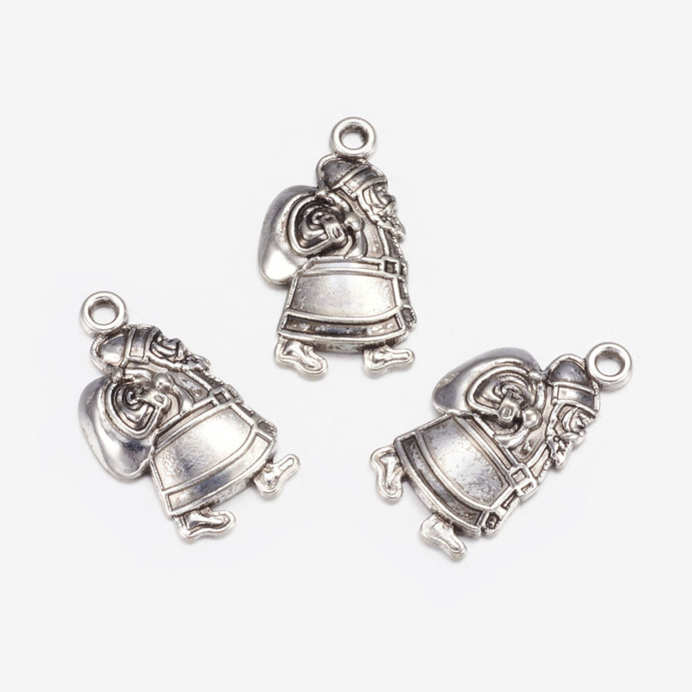 PandaHall Alloy Pendants, Lead Free and Cadmium Free, Christmas, Santa Claus, Antique Silver Color, Size: about 13mm wide, 24.9mm long, 4mm...