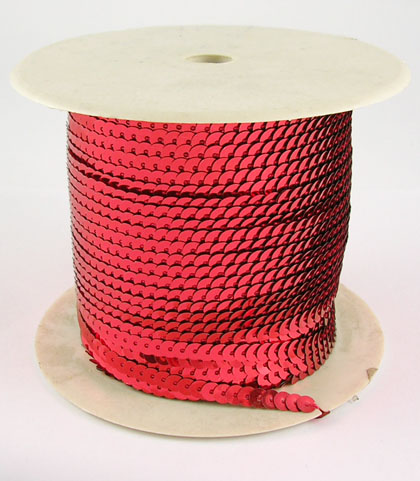 PandaHall Paillette/Sequin Roll, Red, 6mm; about 100 yards/roll Plastic Flat Round Red