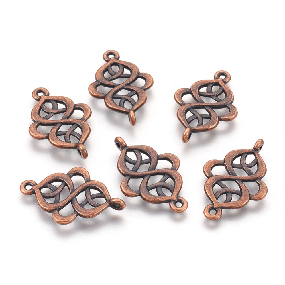 PandaHall Alloy Links, Lead Free and Cadmium Free, Red Copper, 28mm long, 18mm wide, 2mm thick, hole: 1.5mm Alloy Others