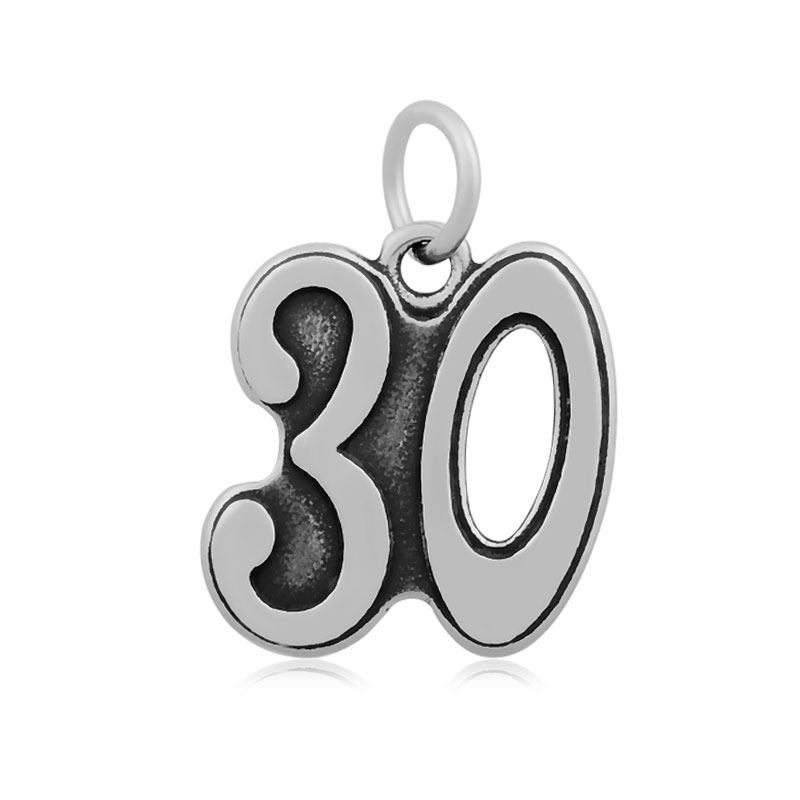 PandaHall Number 30 316 Stainless Steel Pendants, Antique Silver, 19x17x2mm, Hole: 5mm Stainless Steel Number