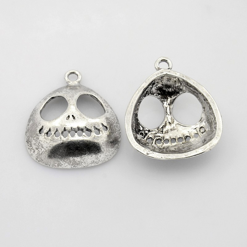 PandaHall Alloy Finding Pendants, Jack Skellington, Lead Free and Cadmium Free, Halloween, Antique Silver, 32mm long, 28mm wide, 2mm thick...
