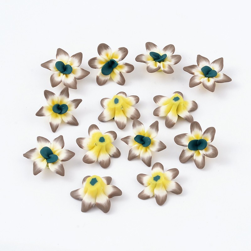 PandaHall Handmade Polymer Clay Beads, for Mother's Day, Flower, Colorful, Size: about 26mm in diameter, 9mm thick, hole: 2mm Polymer Clay...