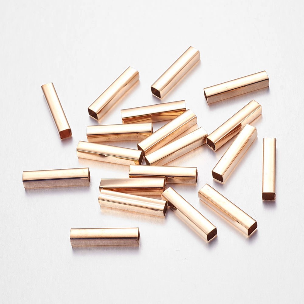 PandaHall Brass Cuboid Tube Beads, Golden, 20x4x4mm, Hole: 3.5x3.5mm Brass Cuboid